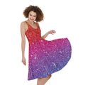 Rainbow (NOT Real) Glitter Artwork Print Sleeveless Knee Length Dress