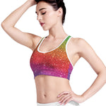 Rainbow Glitter Artwork Print (NOT Real Glitter) Women's Sports Bra