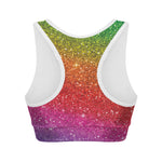 Rainbow Glitter Artwork Print (NOT Real Glitter) Women's Sports Bra