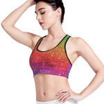 Rainbow Glitter Artwork Print (NOT Real Glitter) Women's Sports Bra