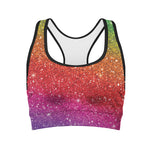 Rainbow Glitter Artwork Print (NOT Real Glitter) Women's Sports Bra