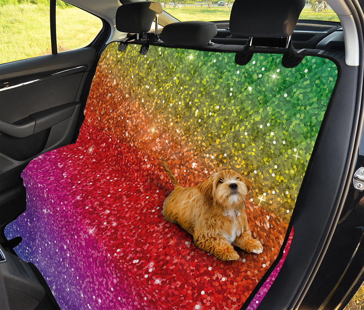 Rainbow (NOT Real) Glitter Artwork Print Pet Car Back Seat Cover