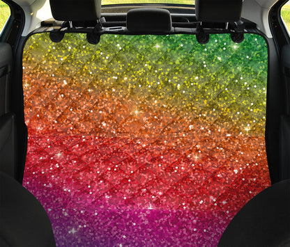 Rainbow (NOT Real) Glitter Artwork Print Pet Car Back Seat Cover