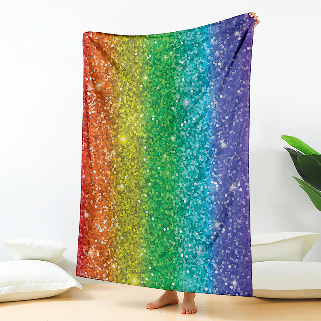 Rainbow (NOT Real) Glitter Print Blanket