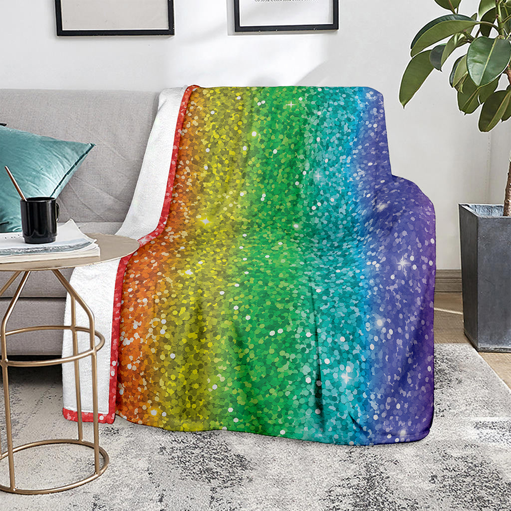 Rainbow (NOT Real) Glitter Print Blanket