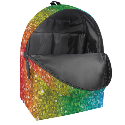 Rainbow Glitter Print (NOT Real Glitter) Backpack