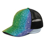 Rainbow Glitter Print (NOT Real Glitter) Black Mesh Trucker Cap
