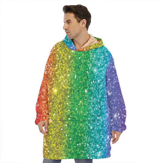 Rainbow Glitter Print (NOT Real Glitter) Hoodie Blanket