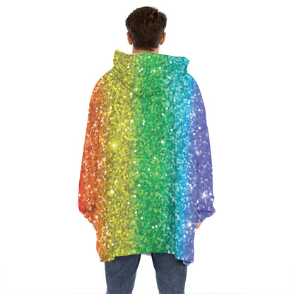 Rainbow Glitter Print (NOT Real Glitter) Hoodie Blanket