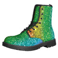 Rainbow (NOT Real) Glitter Print Lace-Up Boots