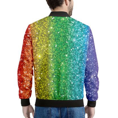 Rainbow Glitter Print (NOT Real Glitter) Men's Bomber Jacket
