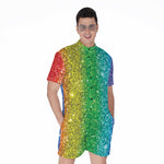 Rainbow Glitter Print (NOT Real Glitter) Men's Rompers