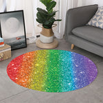 Rainbow Glitter Print (NOT Real Glitter) Round Rug