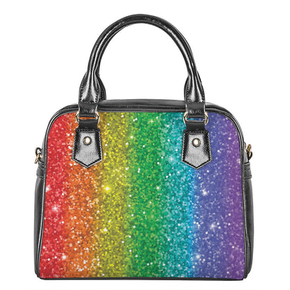 Rainbow Glitter Print (NOT Real Glitter) Shoulder Handbag