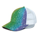 Rainbow Glitter Print (NOT Real Glitter) White Mesh Trucker Cap