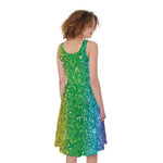 Rainbow Glitter Print (NOT Real Glitter) Women's Sleeveless Dress