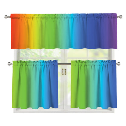 Rainbow Gradient Print 3 Piece Kitchen Curtains