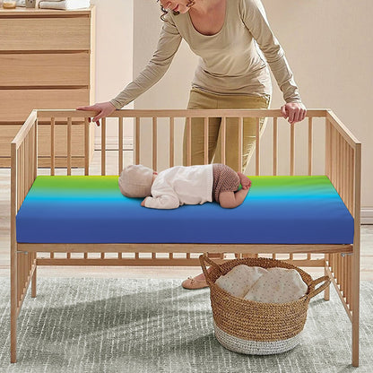 Rainbow Gradient Print Baby Crib Sheet