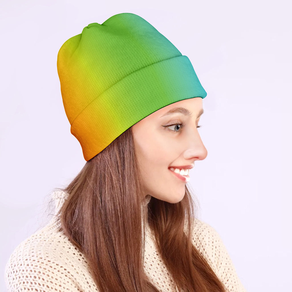 Rainbow Gradient Print Beanie