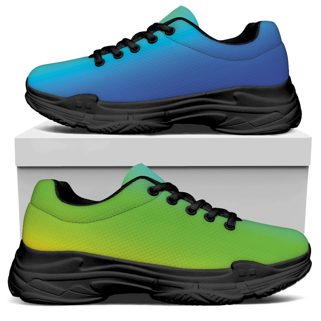 Rainbow Gradient Print Black Chunky Shoes