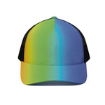 Rainbow Gradient Print Black Mesh Trucker Cap