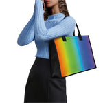 Rainbow Gradient Print Canvas Tote Bag