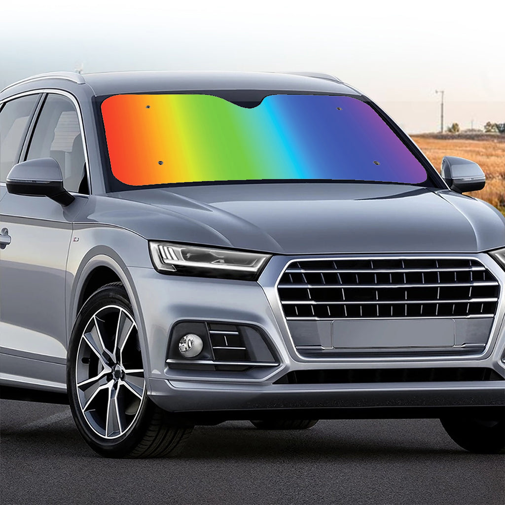 Rainbow Gradient Print Car Windshield Sun Shade