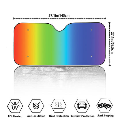 Rainbow Gradient Print Car Windshield Sun Shade