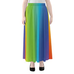 Rainbow Gradient Print Chiffon Maxi Skirt