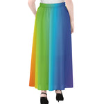 Rainbow Gradient Print Chiffon Maxi Skirt