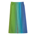 Rainbow Gradient Print Cotton Front Slit Maxi Skirt