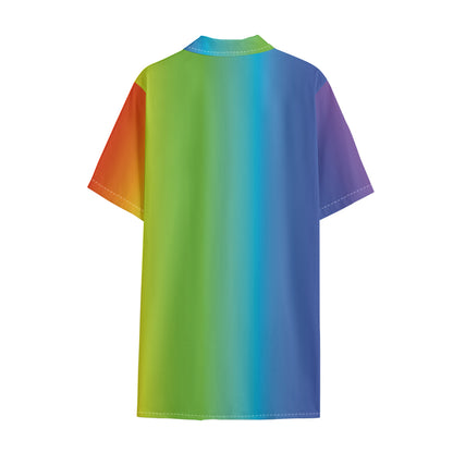 Rainbow Gradient Print Cotton Hawaiian Shirt