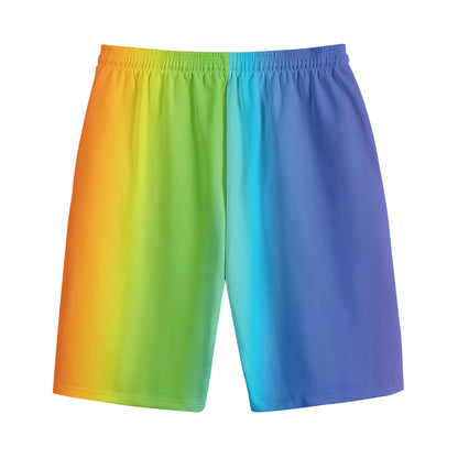 Rainbow Gradient Print Cotton Shorts