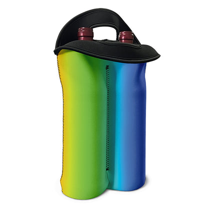 Rainbow Gradient Print Double Neoprene Wine Tote