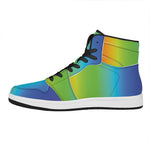 Rainbow Gradient Print High Top Leather Sneakers
