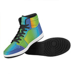 Rainbow Gradient Print High Top Leather Sneakers