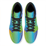 Rainbow Gradient Print High Top Leather Sneakers