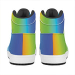 Rainbow Gradient Print High Top Leather Sneakers
