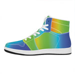 Rainbow Gradient Print High Top Leather Sneakers