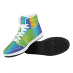 Rainbow Gradient Print High Top Leather Sneakers