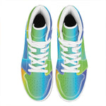 Rainbow Gradient Print High Top Leather Sneakers