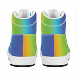 Rainbow Gradient Print High Top Leather Sneakers