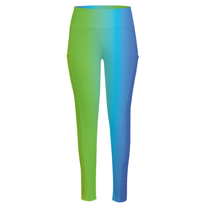 Rainbow Gradient Print High-Waisted Pocket Leggings