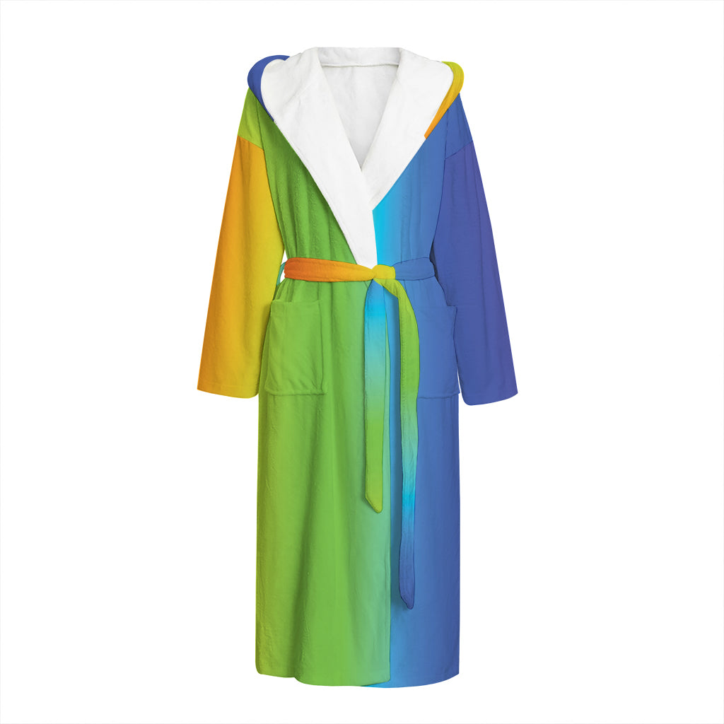 Rainbow Gradient Print Hooded Bathrobe