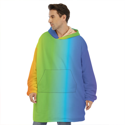 Rainbow Gradient Print Hoodie Blanket
