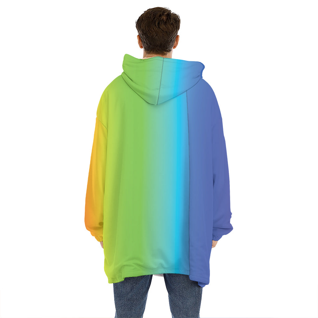 Rainbow Gradient Print Hoodie Blanket