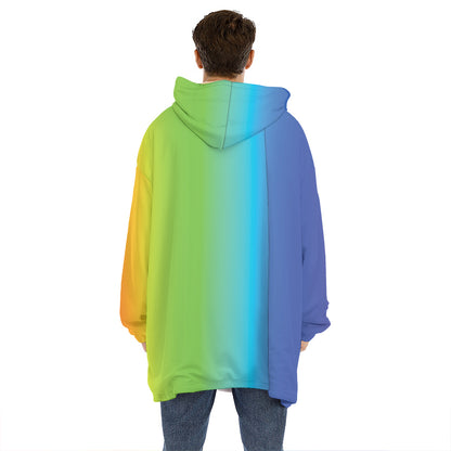 Rainbow Gradient Print Hoodie Blanket