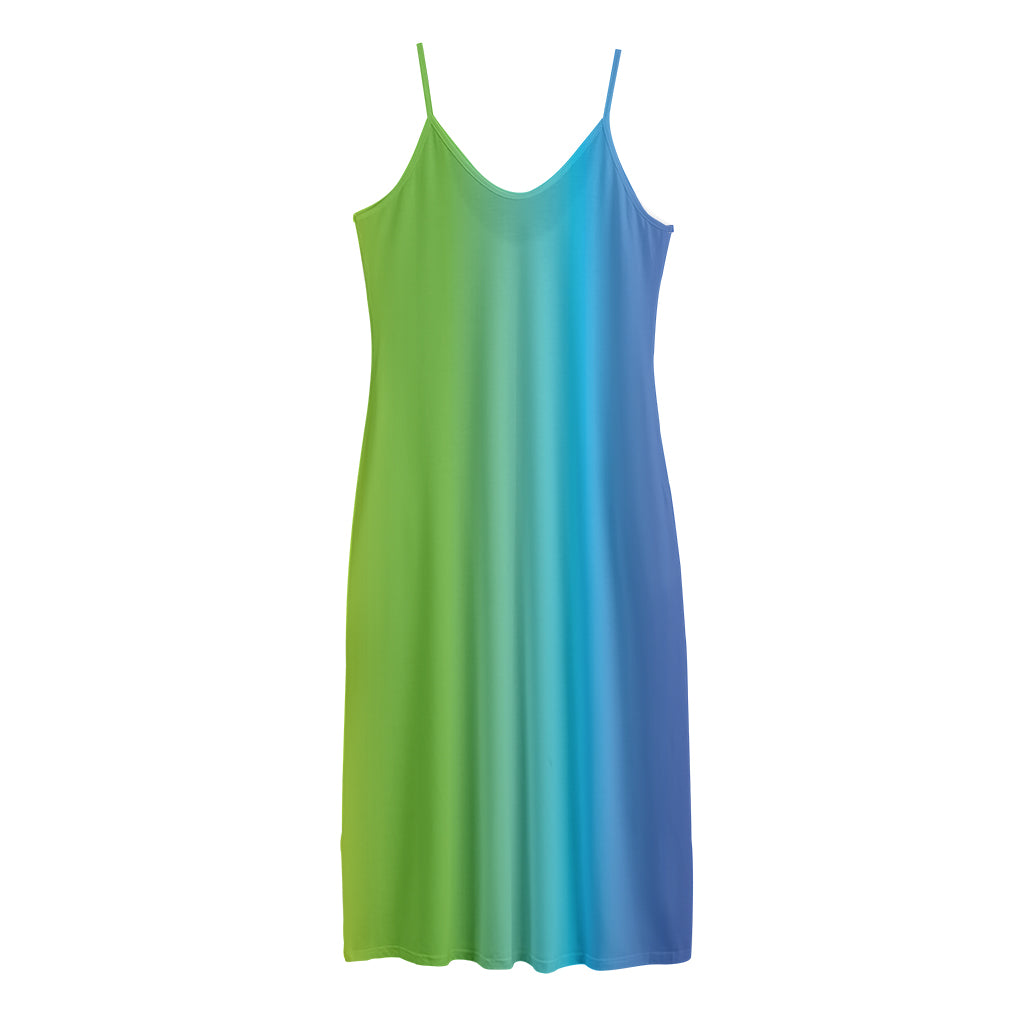 Rainbow Gradient Print Jersey Midi Cami Dress