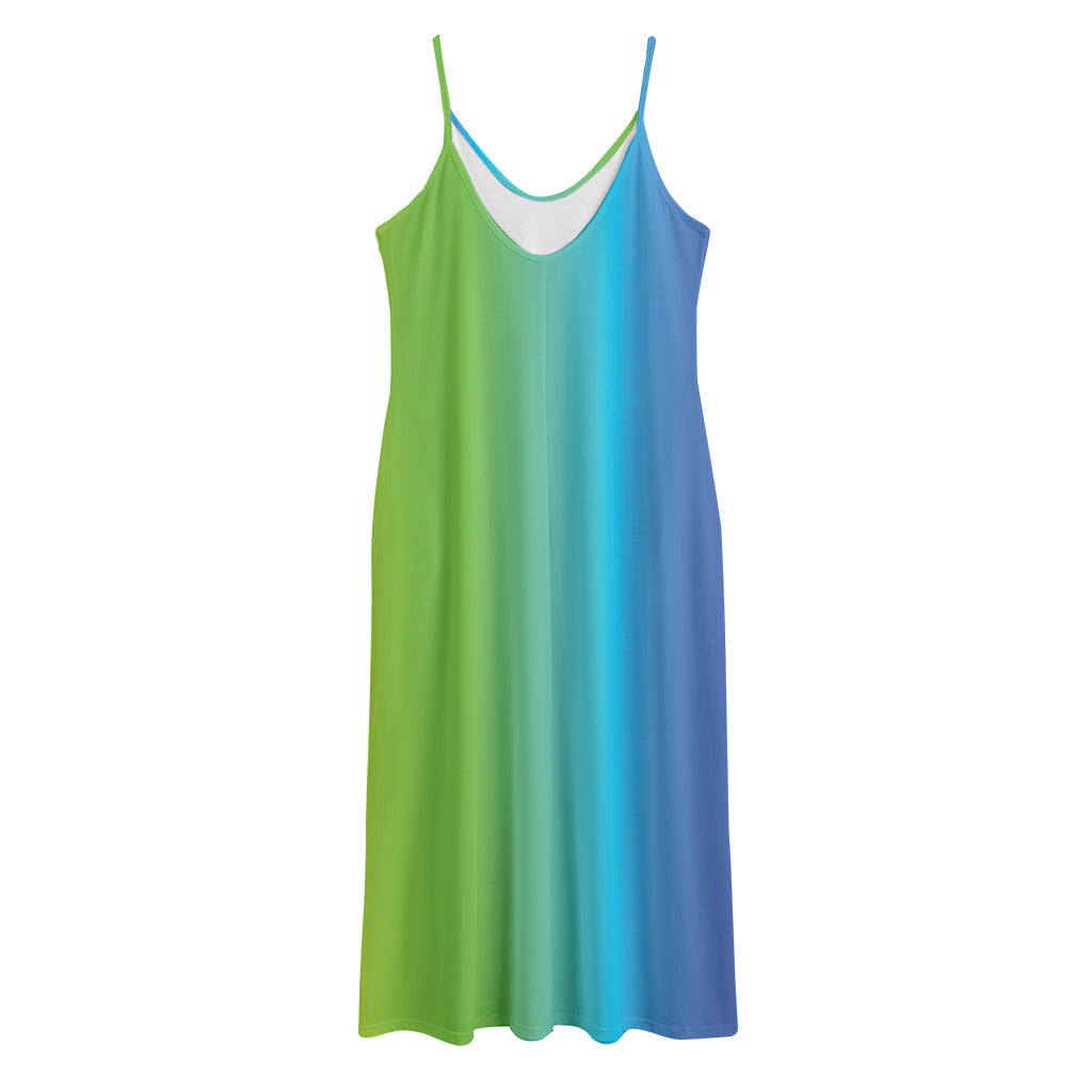 Rainbow Gradient Print Jersey Midi Cami Dress