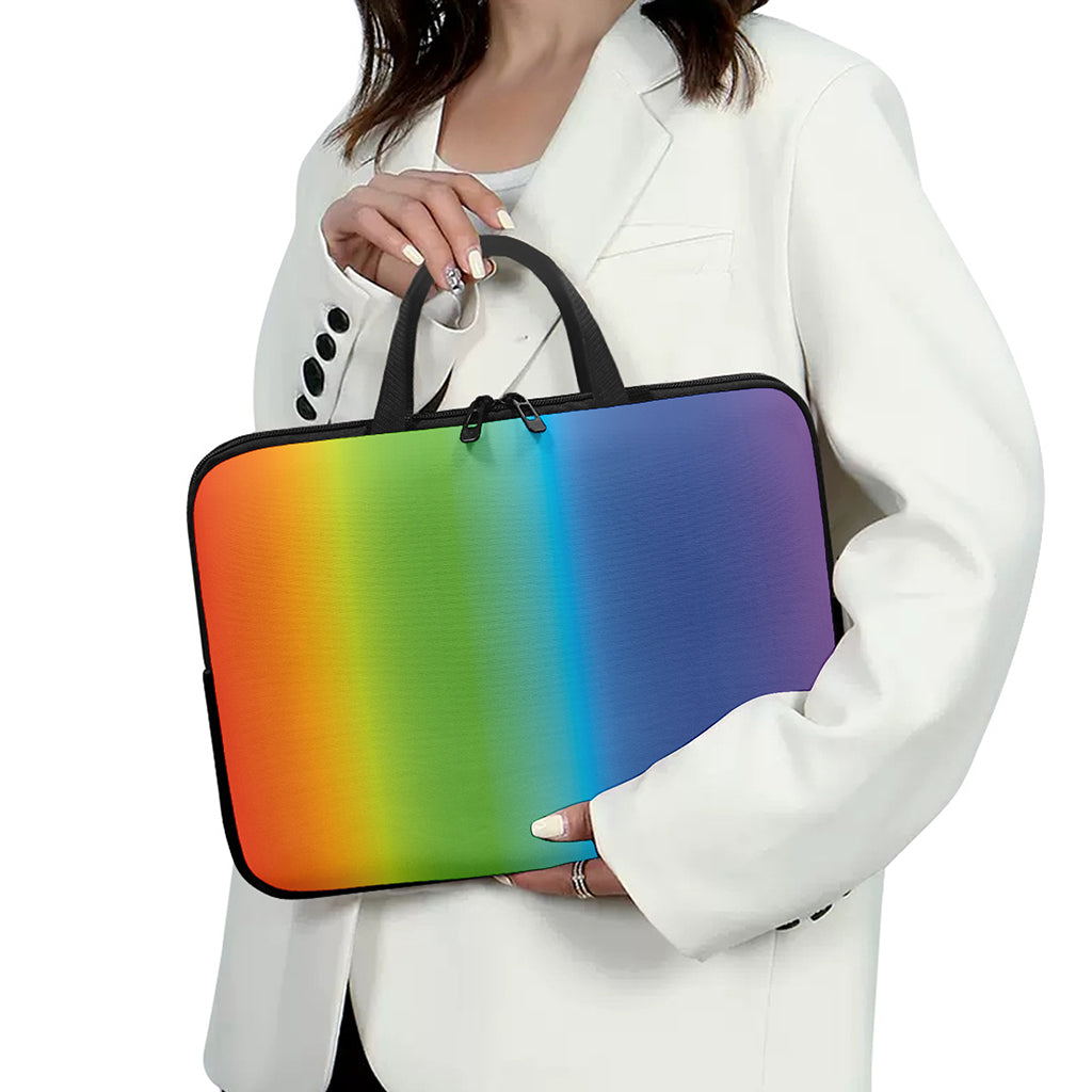 Rainbow Gradient Print Laptop Sleeve With Handle